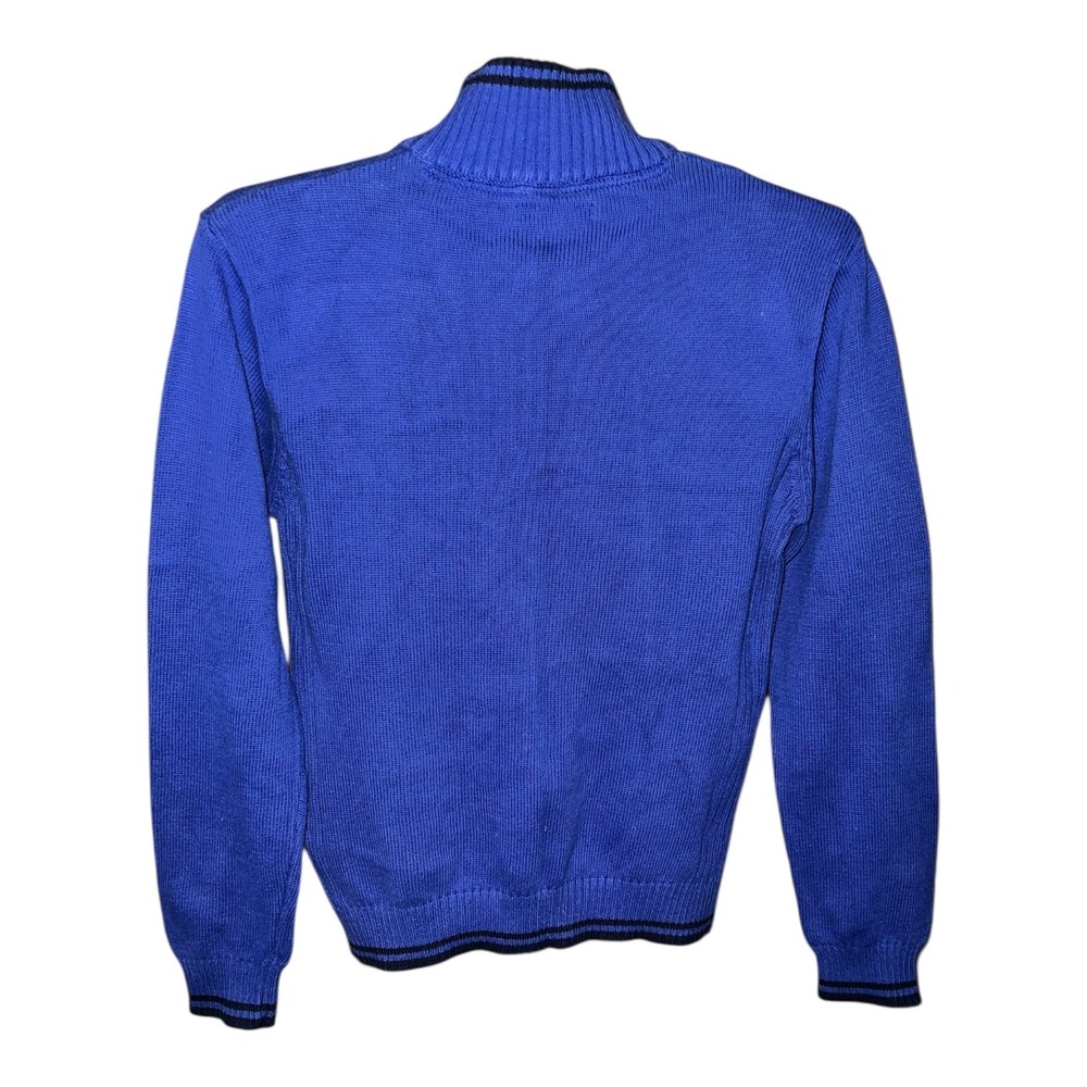 Nautica Kids Blue Quarter Zip Knit Sweater Nautical Logo Size L 14/16 - Picture 2 of 5